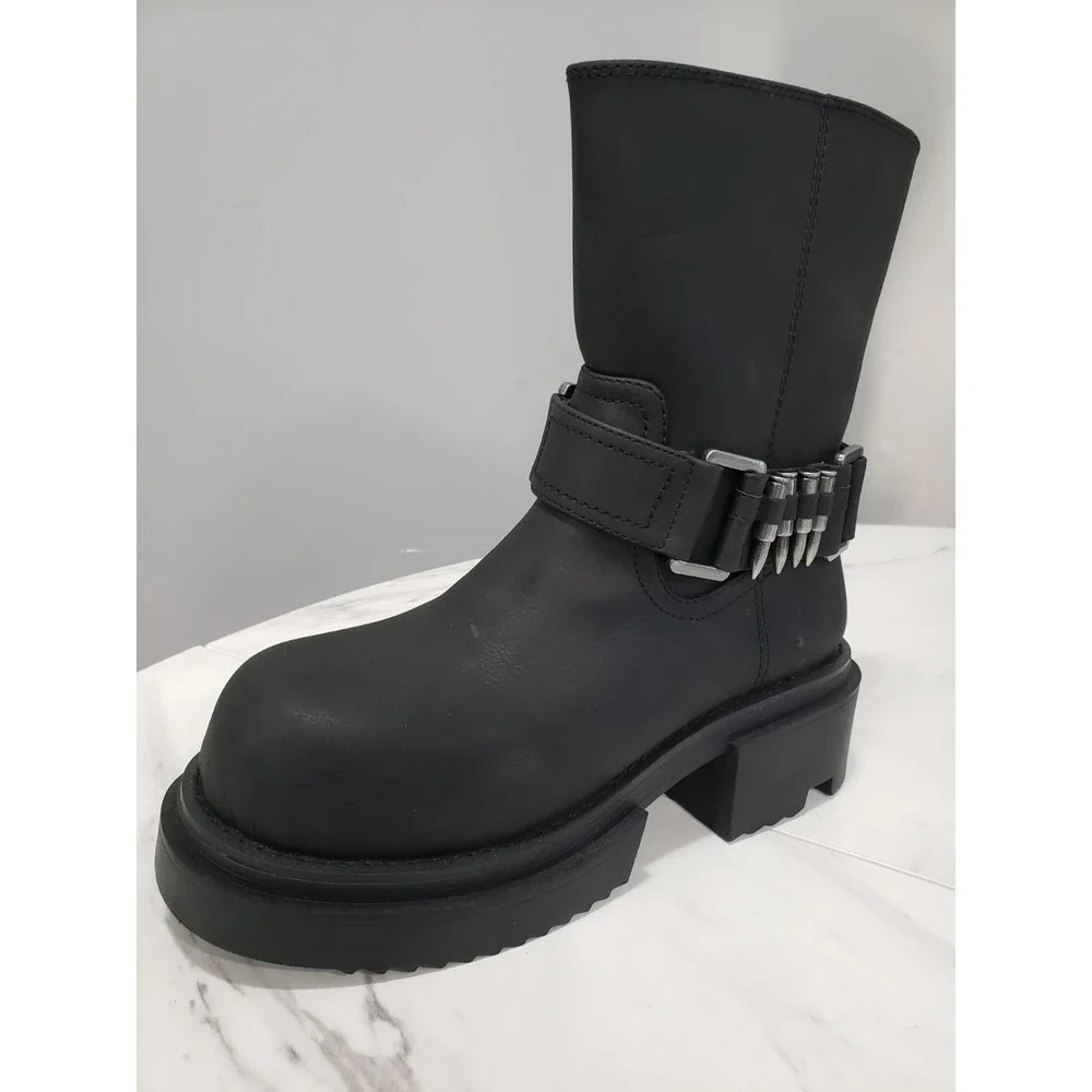 SIZE 9 Dolls Kill Darker Wavs Moto Goth Chunky Platform Bullet Ankle Rave Punk